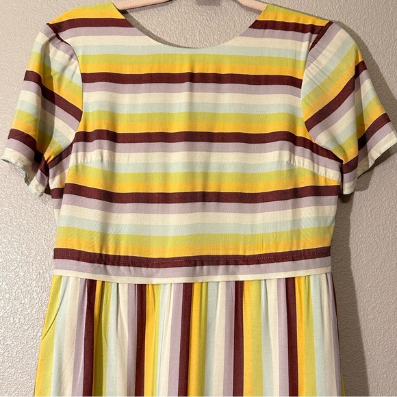 005 Madewell Scoop-neck Back Striped Dress Size 00 - Picture 4 of 8